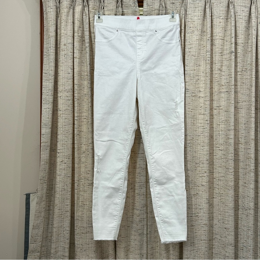 Spanx White Distressed Skinny Jeans - Medium